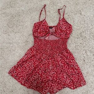 SHEIN Red Floral Jumpsuit
